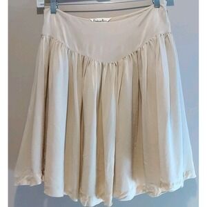 Stephanie Beare Women Ivory Flare Silk Lined‎ Zip Skirt Size 6